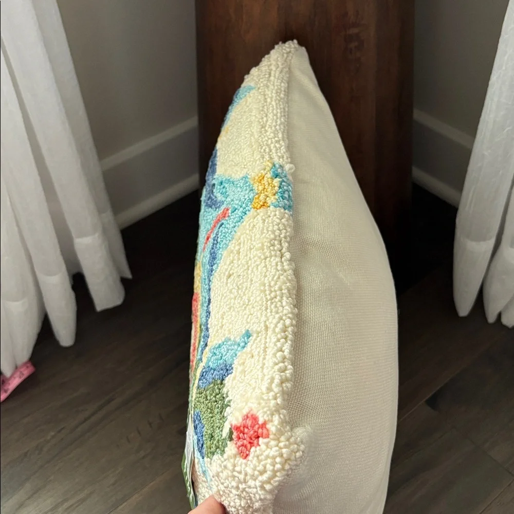 Place & Time “JoAnne’s” Yarn hooked floral, multicolor square pillow